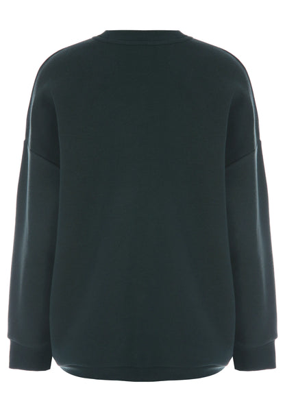 Womens Dark Green Curved Hem Sweatshirt