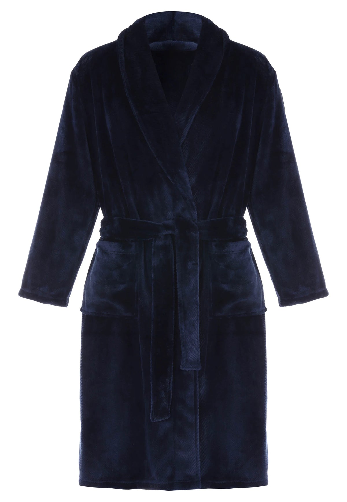 Mens Navy Shawl Collar Dressing Gown