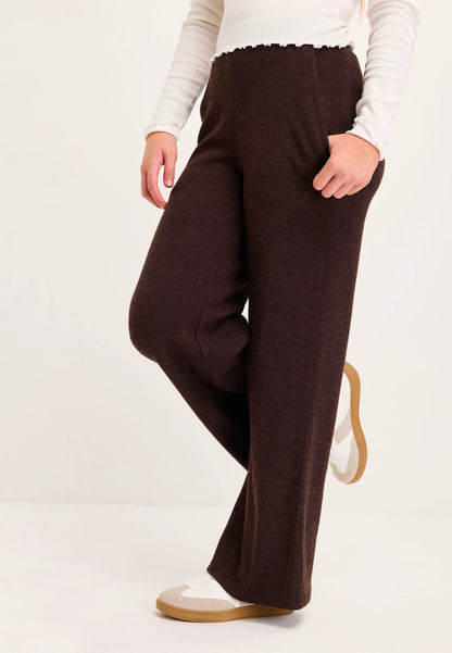 Older Girls Brown Cosy Wide Leg Joggers