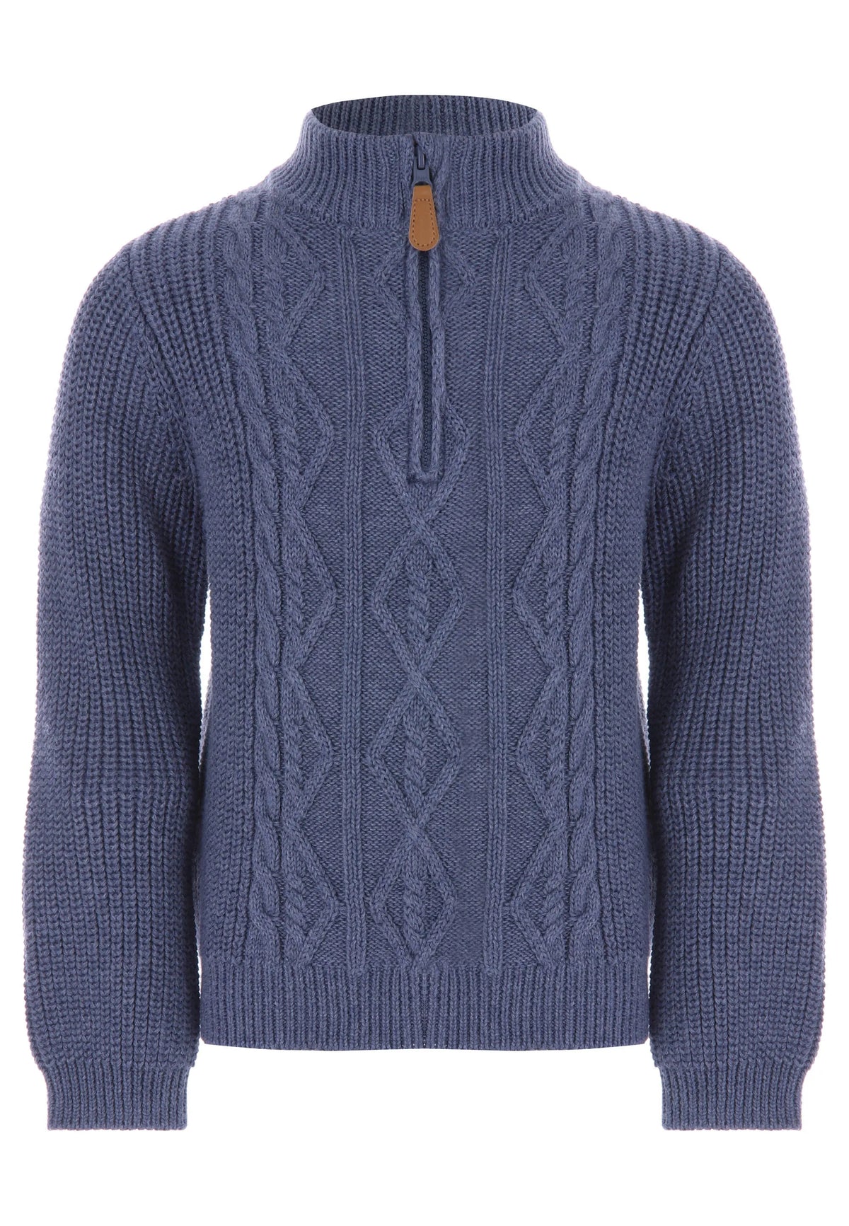 Younger Boys Blue Quarter Zip Cable Jumper