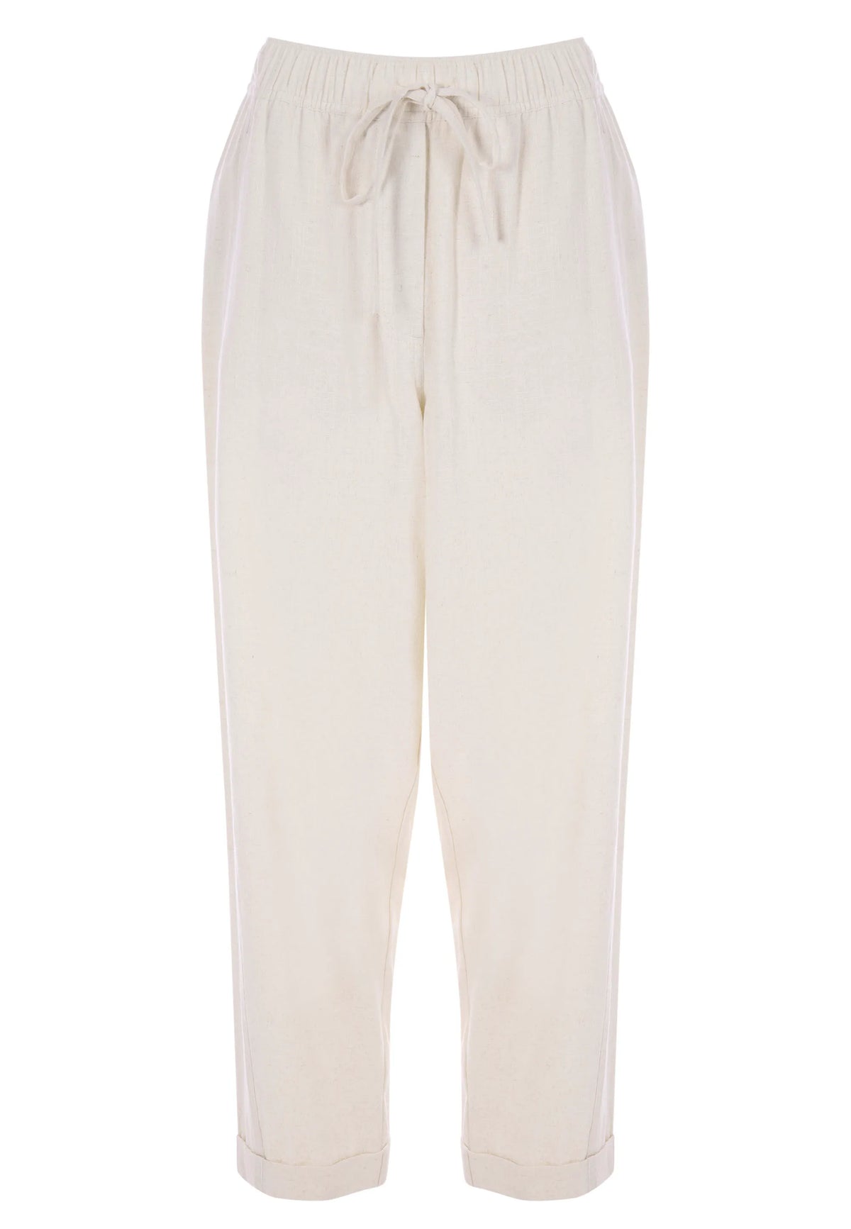 Womens Cream Linen Blend Tapered Leg Trousers