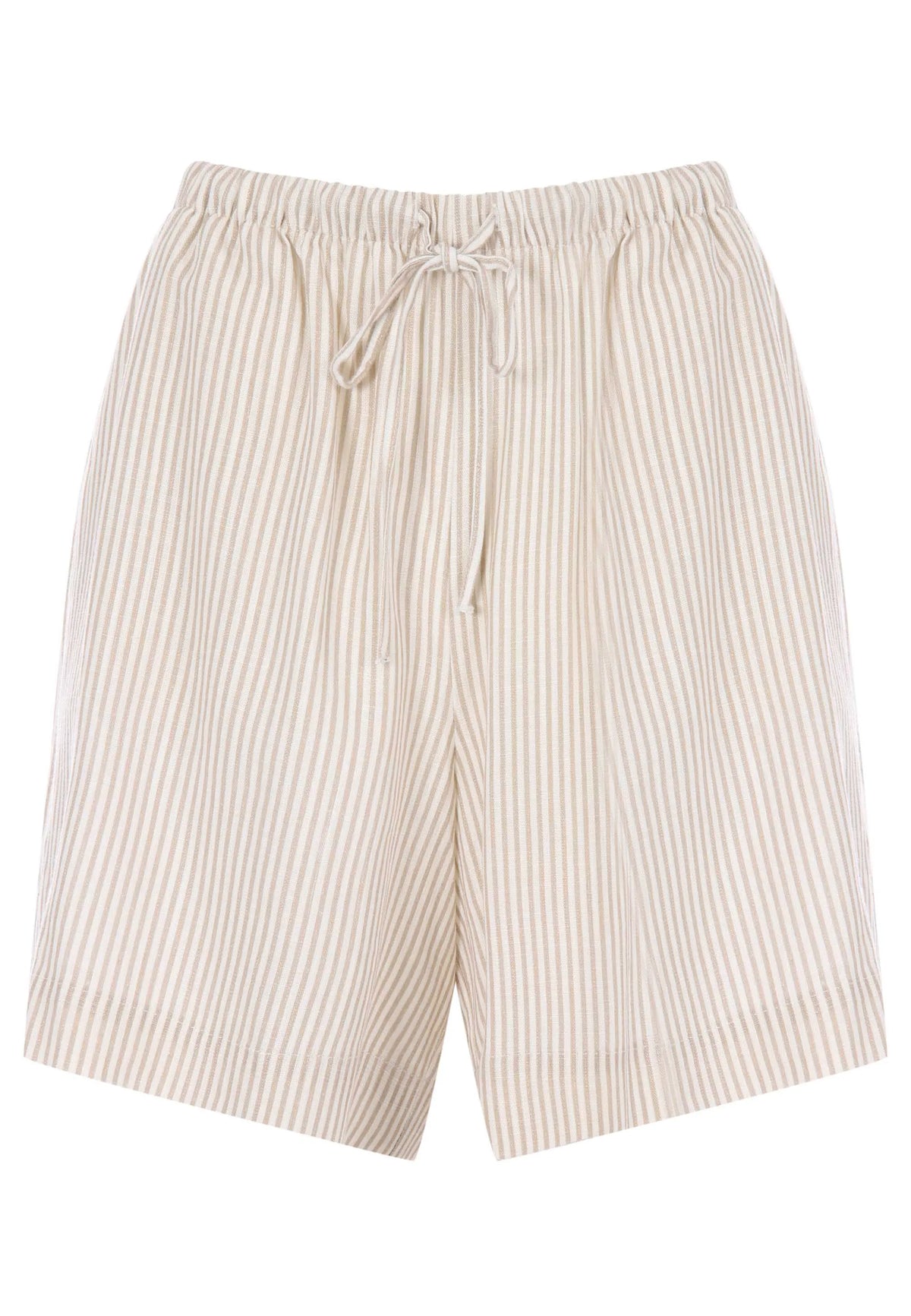 Womens Natural Stripe Linen Blend Shorts