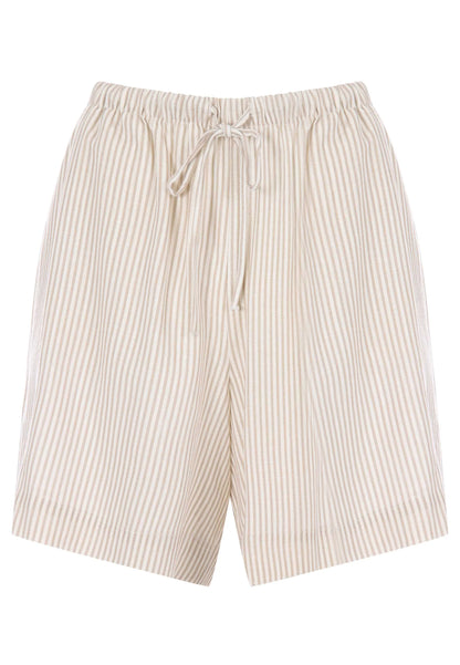 Womens Natural Stripe Linen Blend Shorts