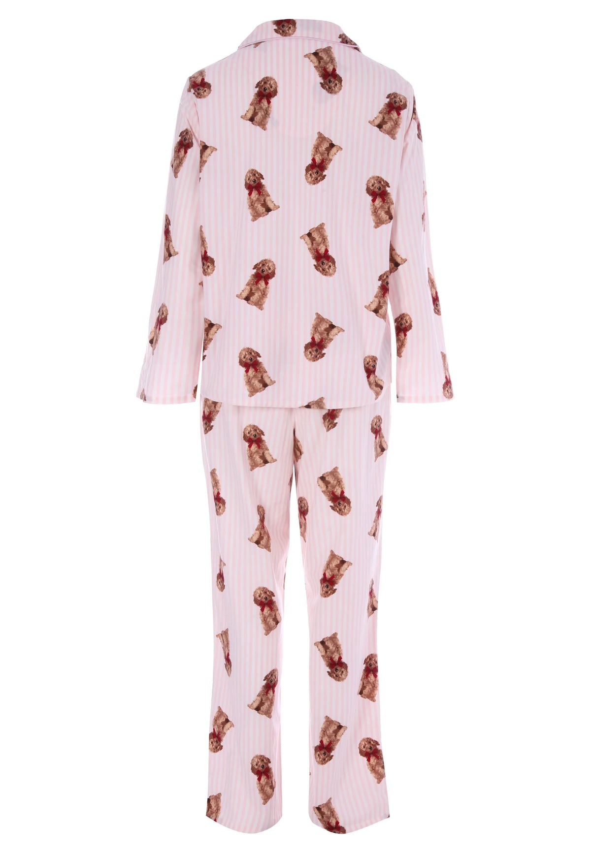 Womens Pink Stripe Dog Print Family Pyjama Set