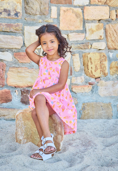 Younger Girls 2pk Orange Ice Cream Print Dress