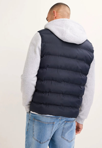 Mens Navy Gilet Hybrid Hooded Jacket