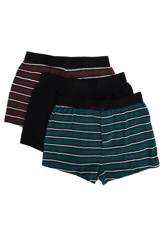 Older Boys 3pk Burgundy Stripe Boxer Shorts