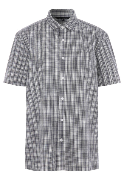 Mens Grey Check Poplin Cotton Shirt