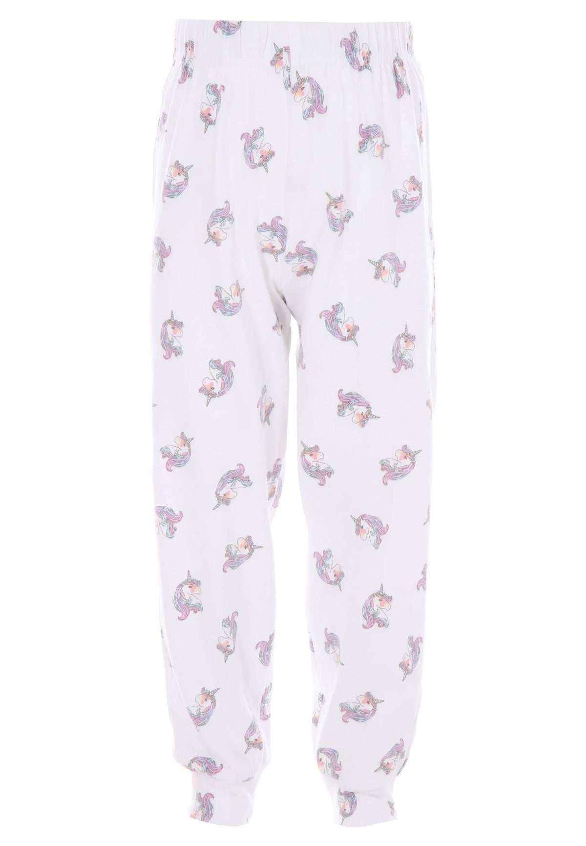 Younger Girls Pink Heart Unicorn Long Sleeve Pyjama Set