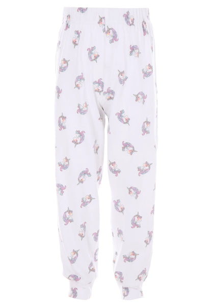 Younger Girls Pink Heart Unicorn Long Sleeve Pyjama Set