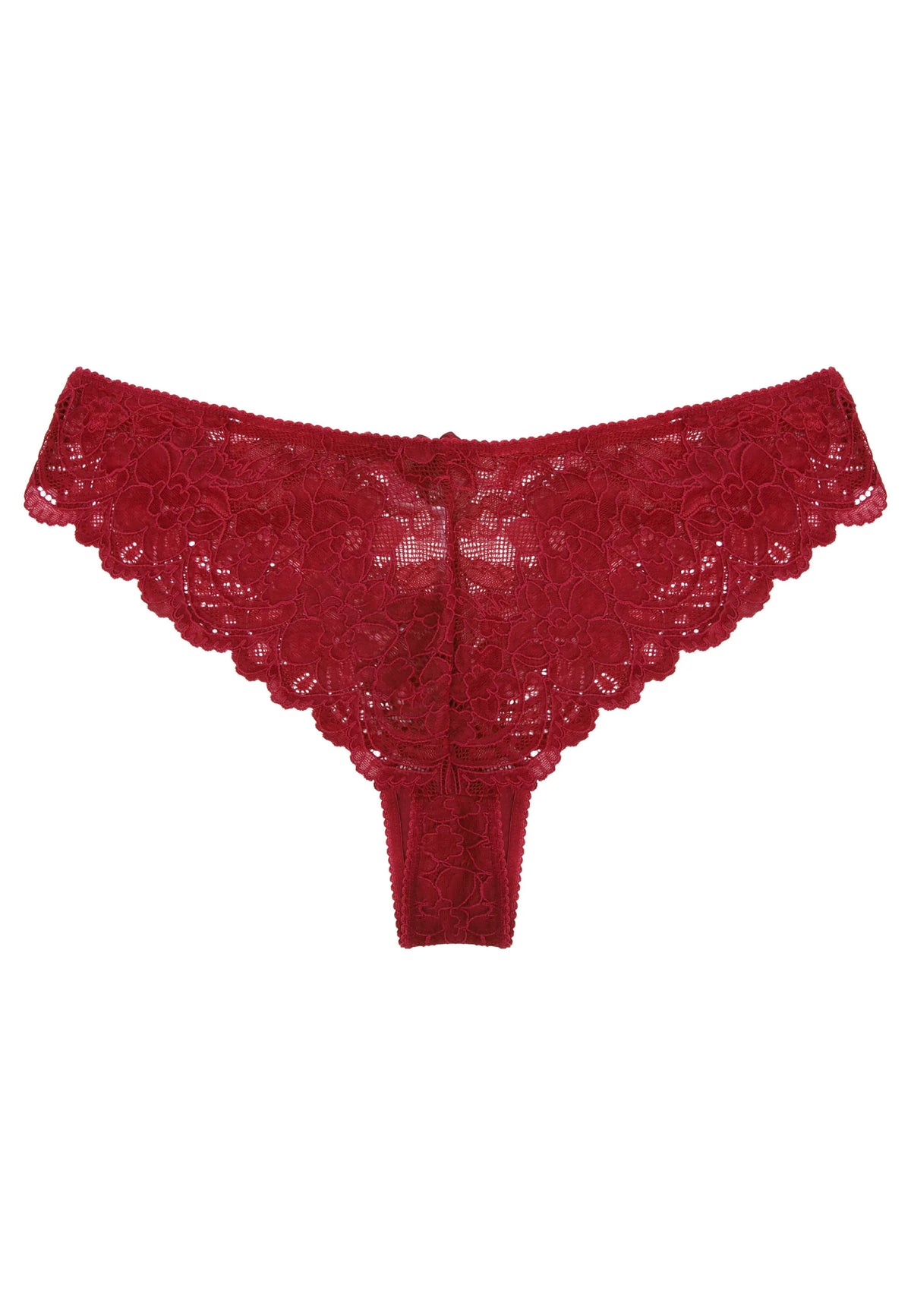 Womens Burgundy Millie Lace Brazilian Briefs