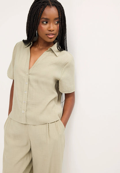 Womens Sage Textured Short Sleeve Shirt