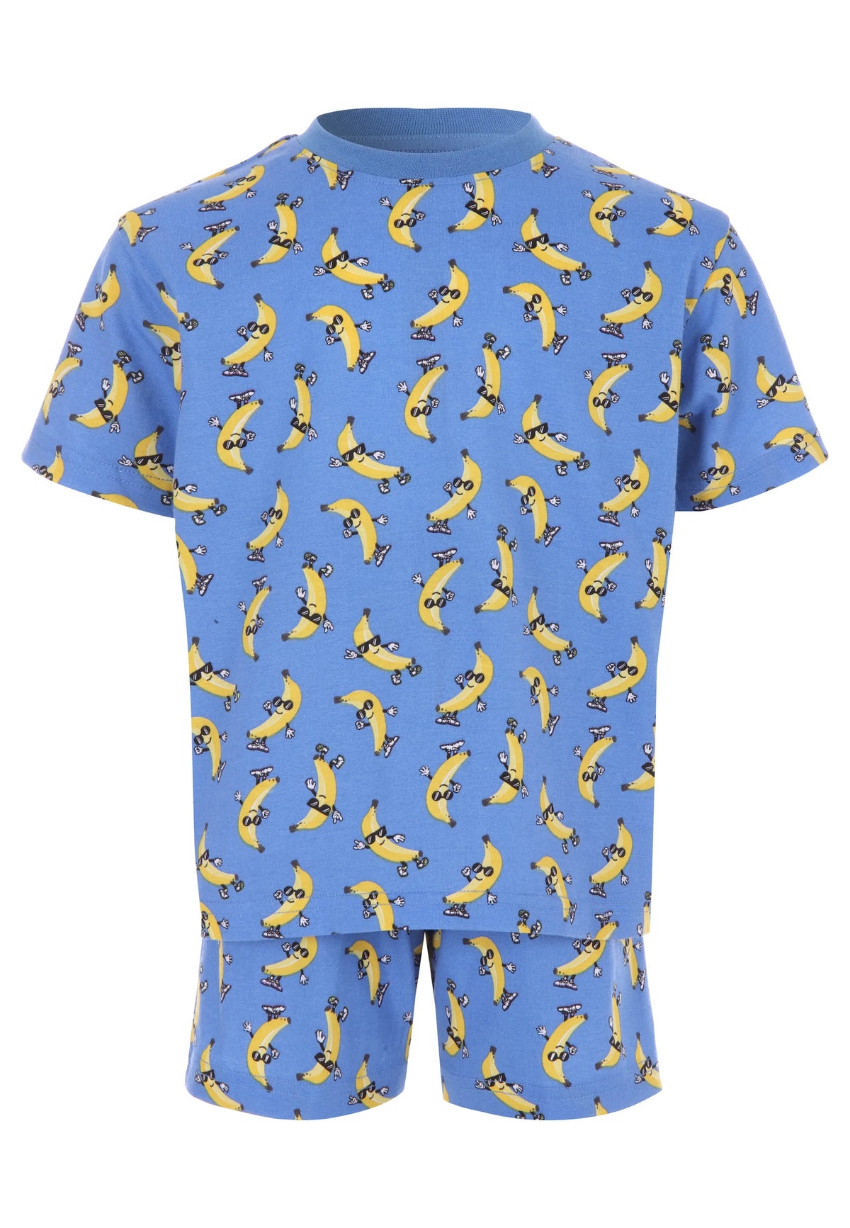 Younger Boys Blue Banana Shorts Pyjama Set
