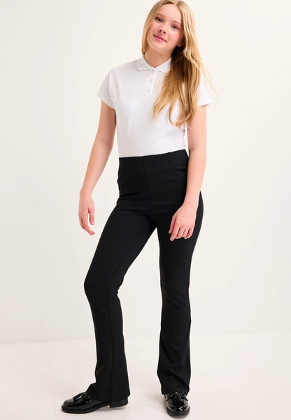 Older Girls Black Ponte Bootcut School Trousers