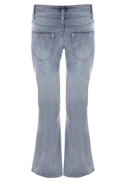 Older Girls Blue Double Button Bootcut Jeans