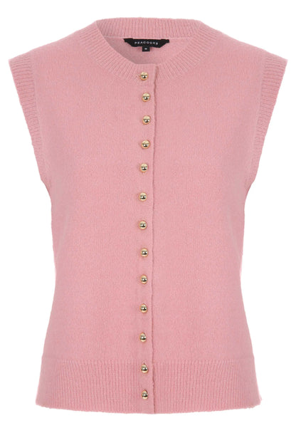 Womens Pink Knit Tank Cardigan