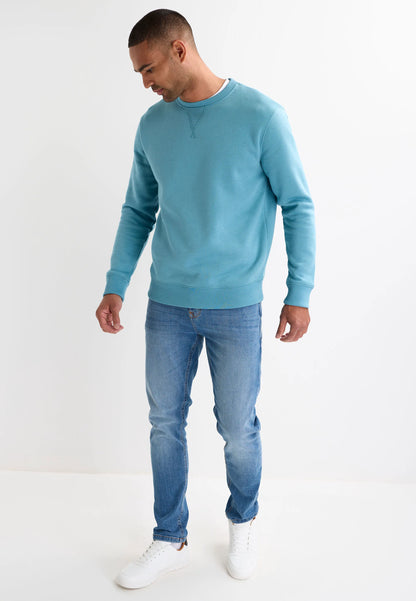 Mens Aqua Plain Crew Neck Sweatshirt