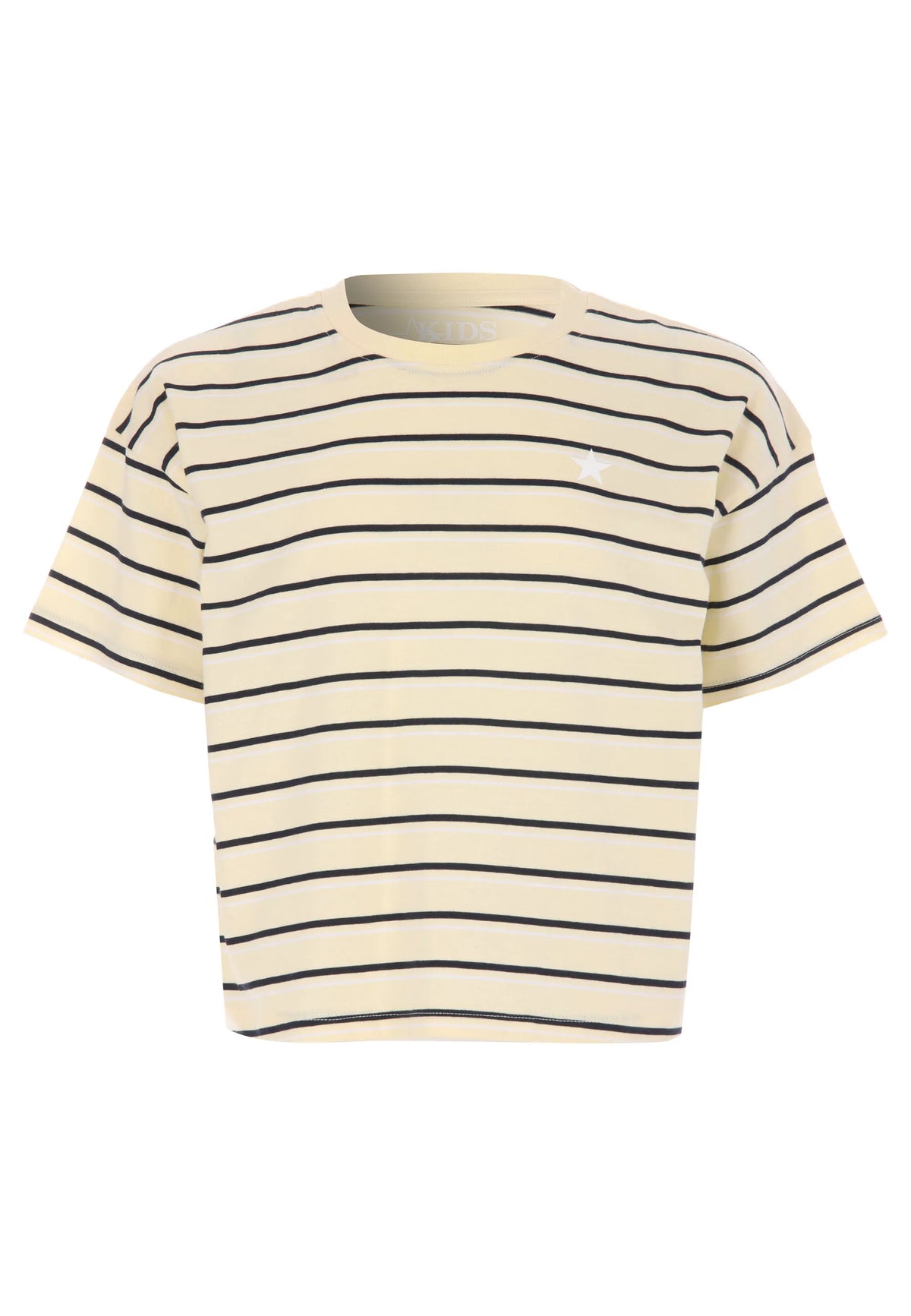Older Girls Lemon & Black Stripe Boxy T-shirt