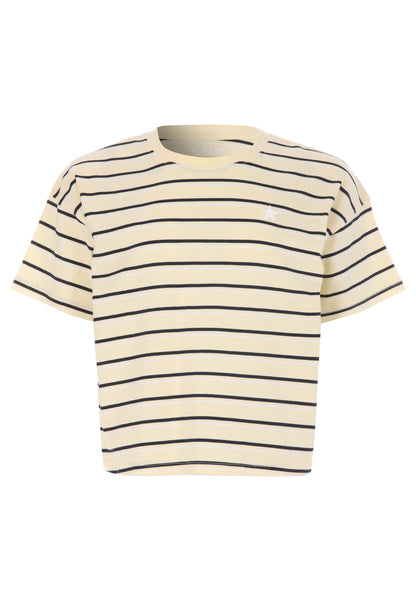 Older Girls Lemon & Black Stripe Boxy T-shirt