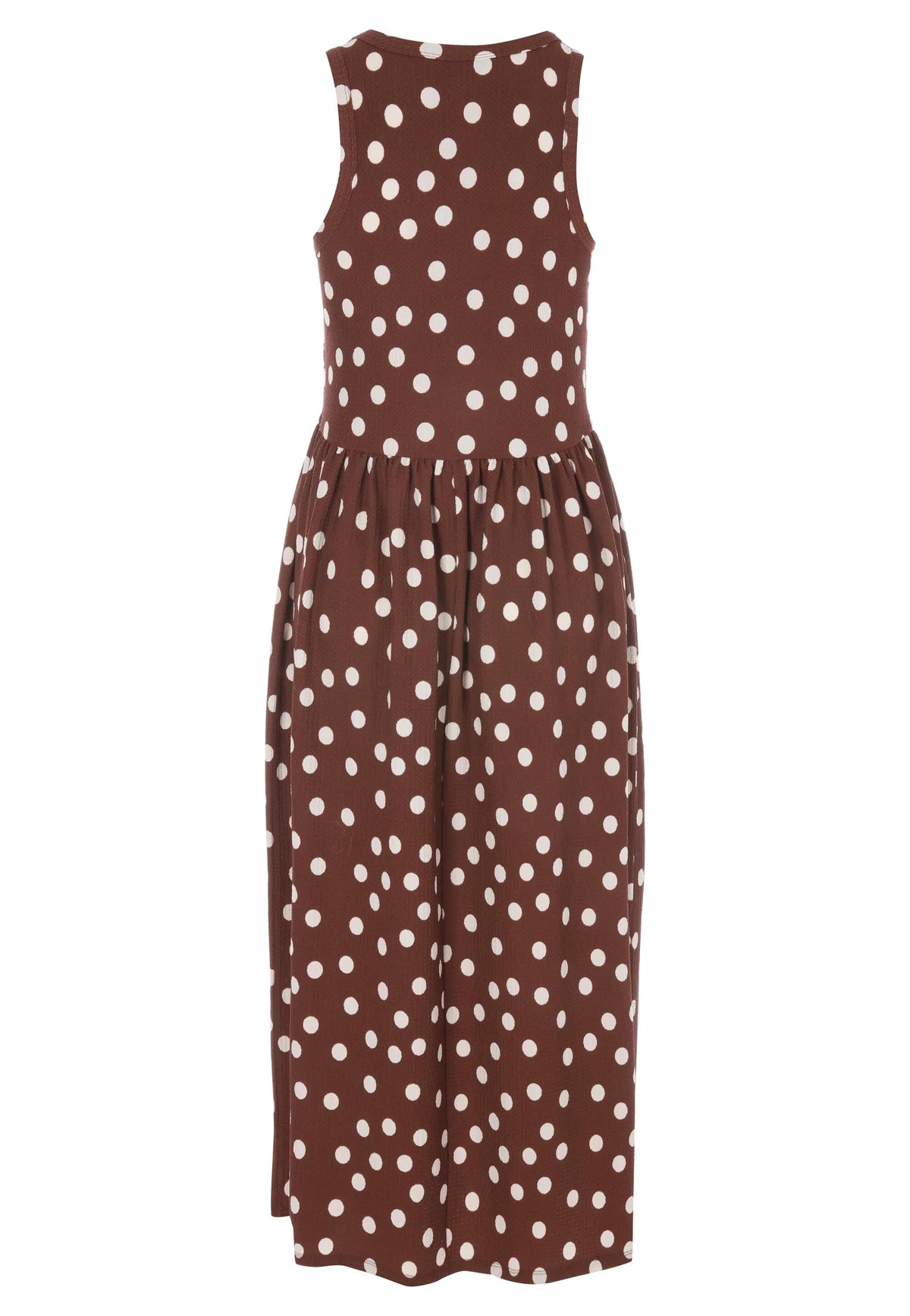 Womens Chocolate Brown Polka Dot Textured Dress