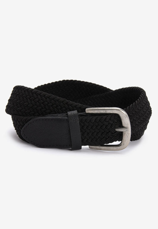 Mens Black Plaited Chino Belt with Buckle