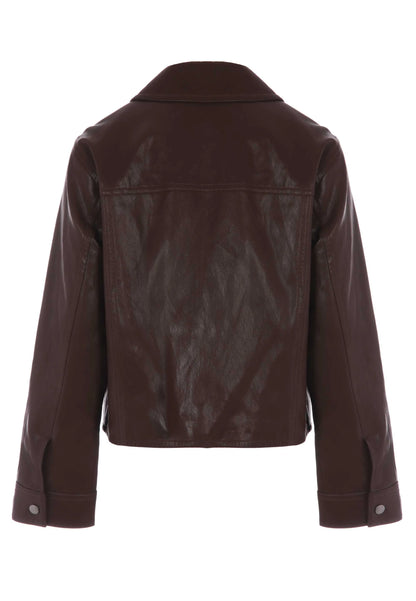 Womens Plum Faux Leather Zip Jacket