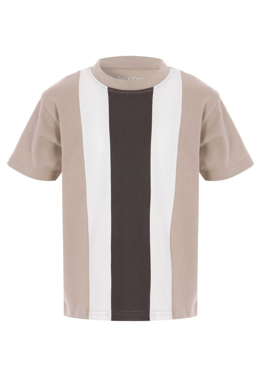 Younger Boys Brown Stripe Cotton T-Shirt