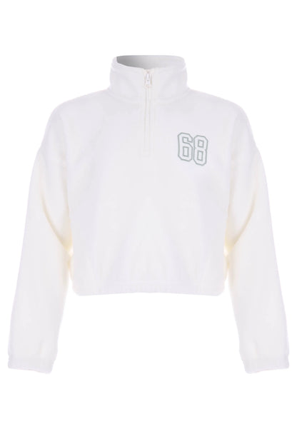 Older Girls Cream Half Zip Fleece Sweatshirt