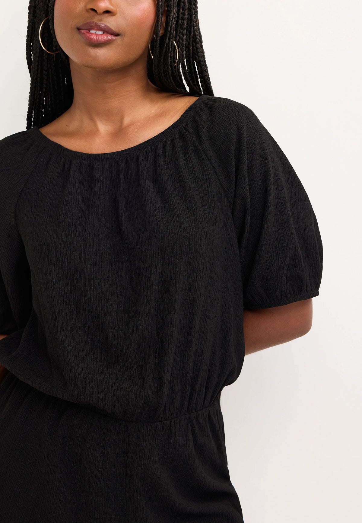 Womens Black Square Neck Jumpsuit