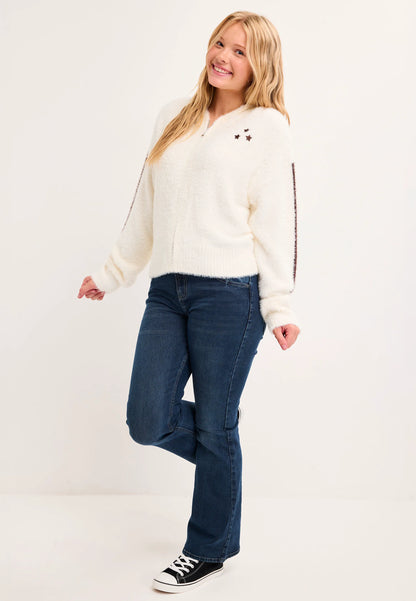 Older Girls Cream Knitted Hoodie