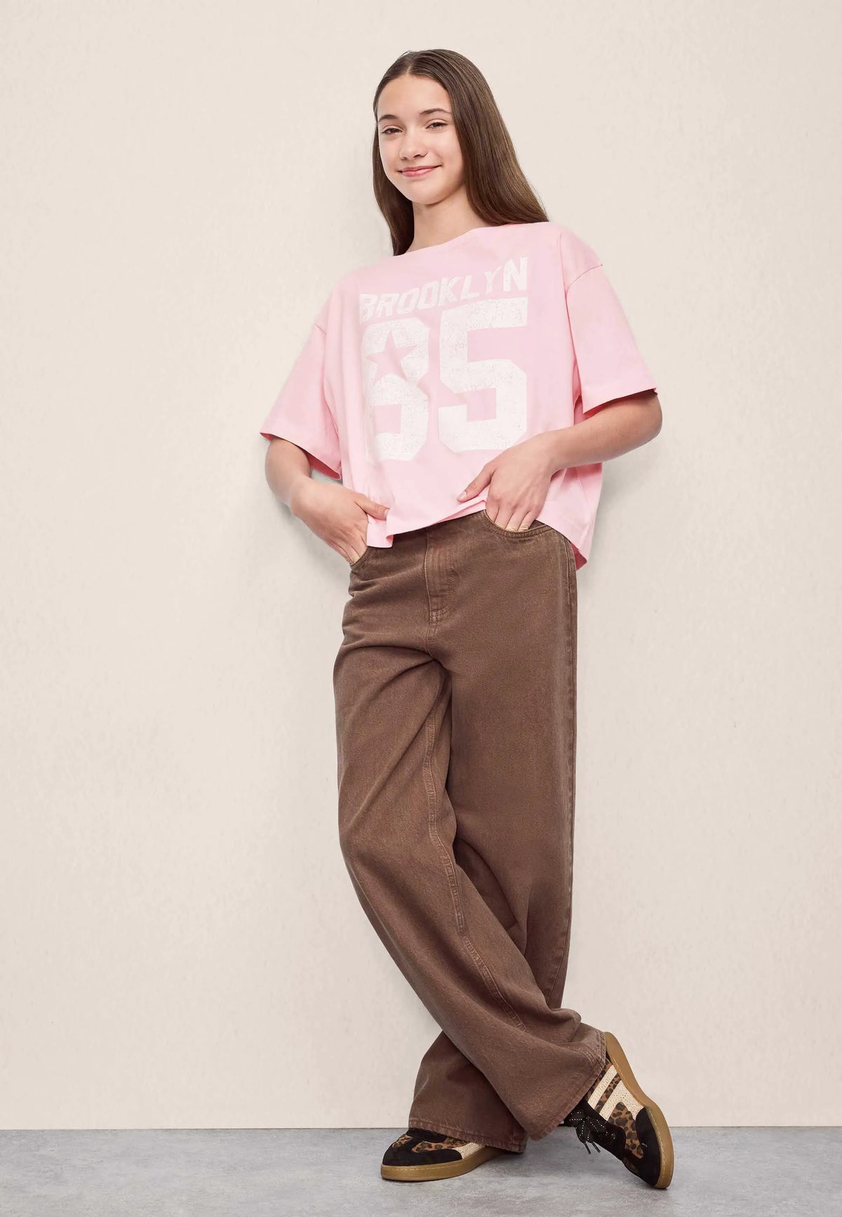 Older Girls Pale Pink Oversized 85 Brooklyn Top