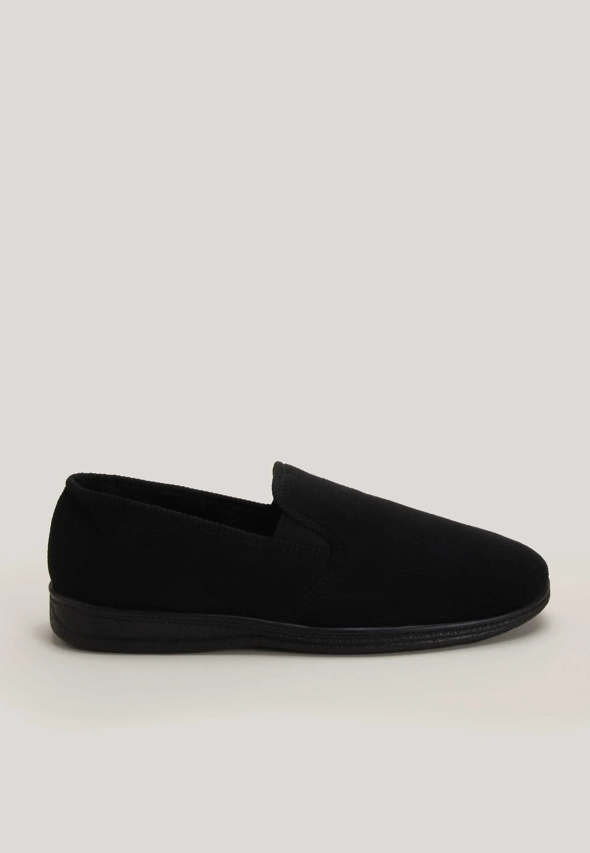 Mens Black Textured Closed Back Slippers