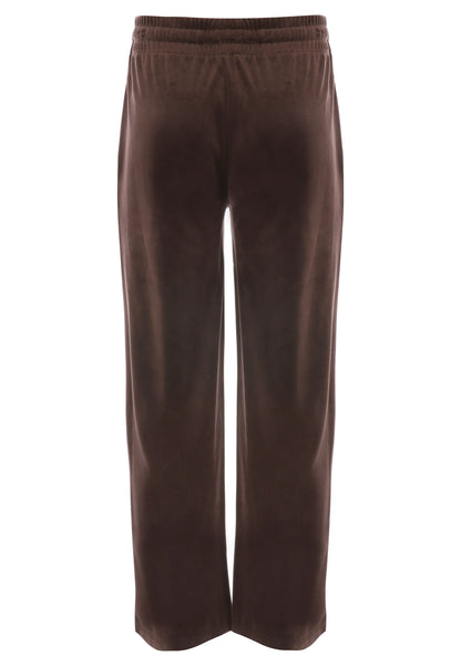 Older Girls Chocolate Brown Velour Wide Leg Joggers