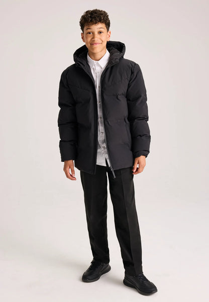 Older Boys Black Hooded Padded Jacket