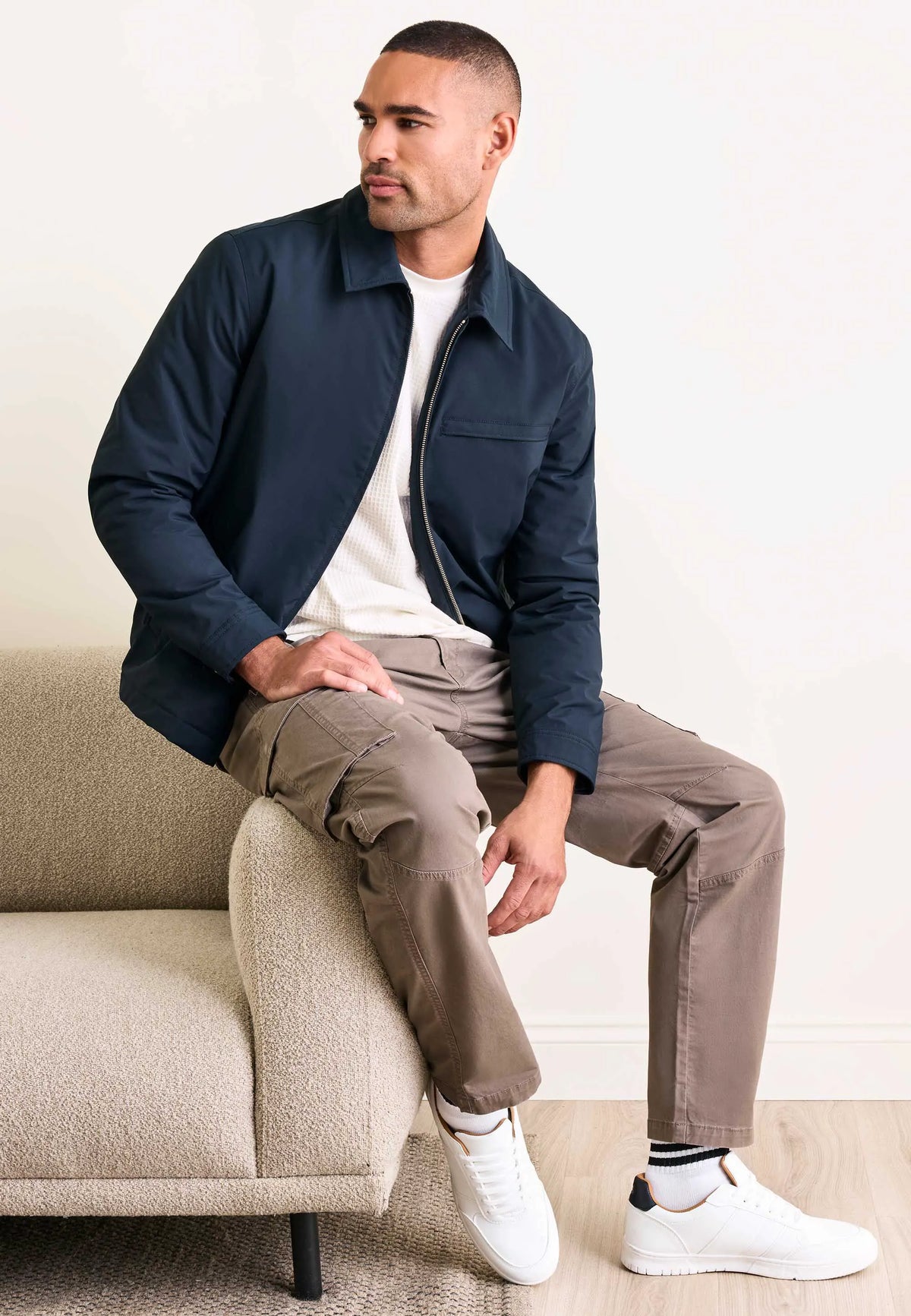 Mens Navy Lightly Padded Jacket