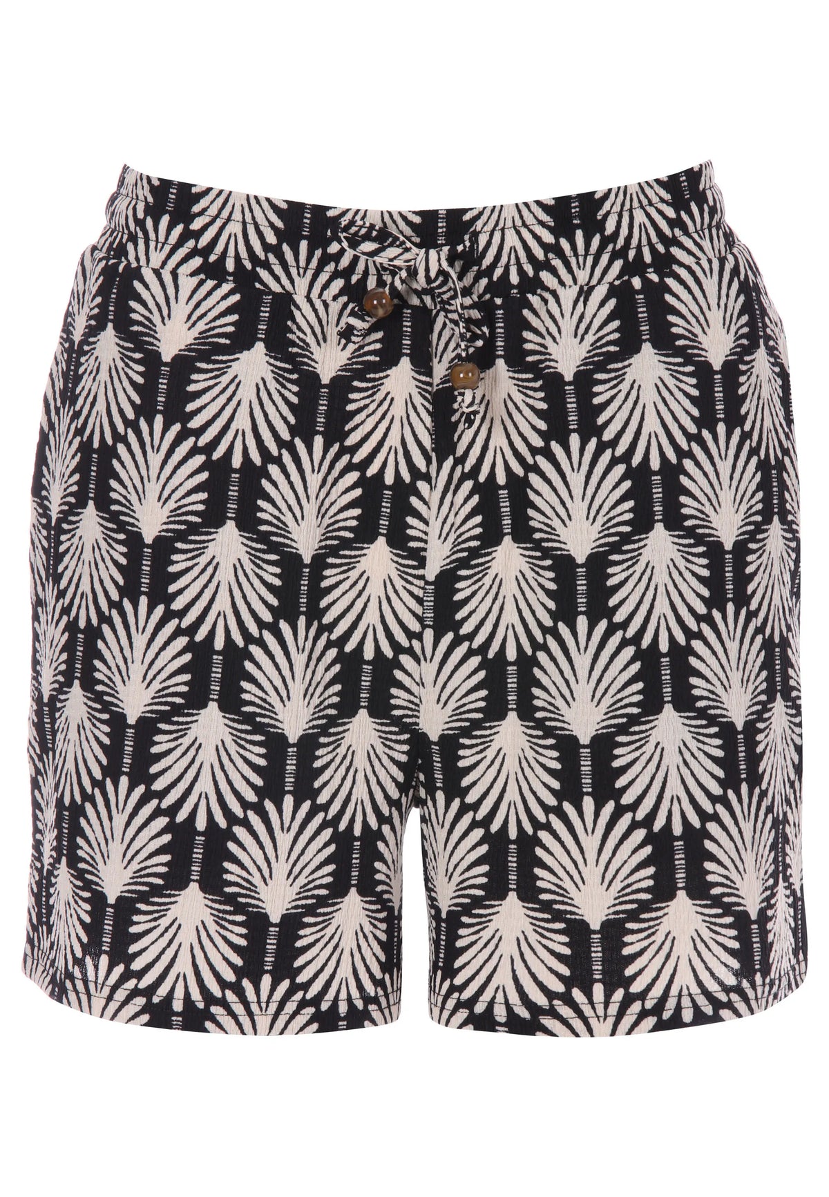 Womens Black Leaf Print Shorts