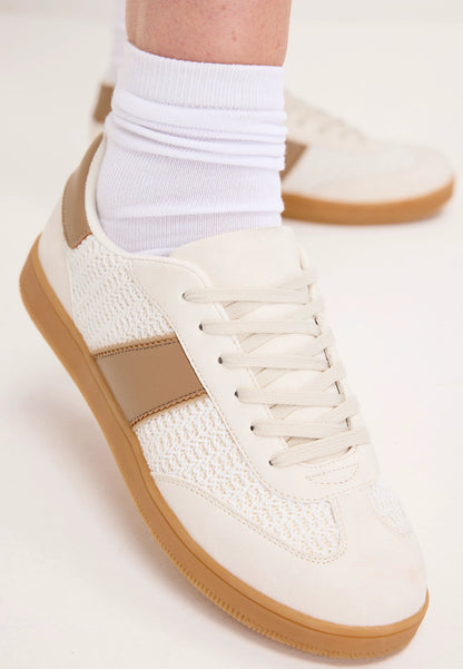 Womens Brown Retro Stripe Gum Sole Trainers