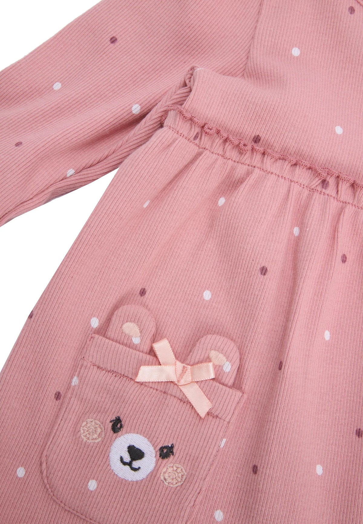 Baby Girls Pink Spot Dress with Knickers Set