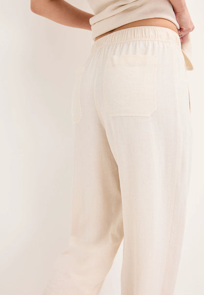 Womens Cream Linen Blend Tapered Leg Trousers