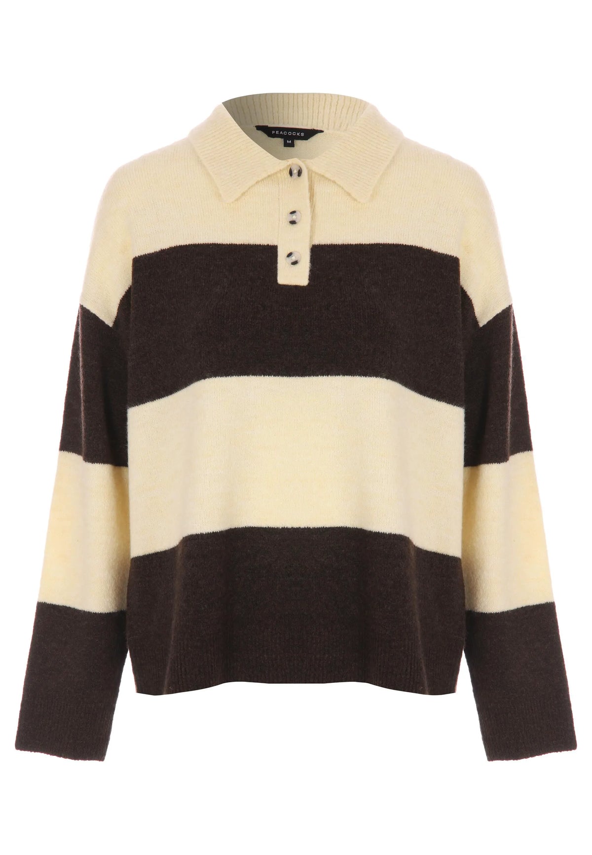Womens Yellow & Brown Stripe Rugby Jumper