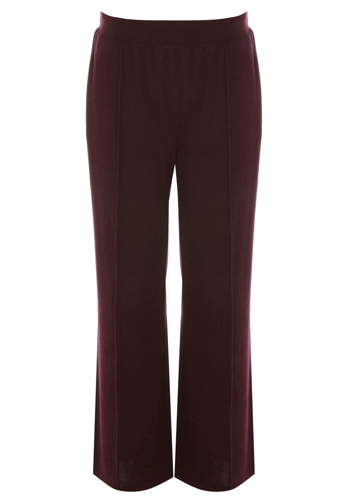 Womens Burgundy Cashmere Touch Wide Leg Bottoms
