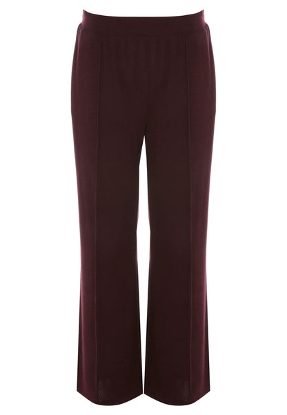 Womens Burgundy Cashmere Touch Wide Leg Bottoms