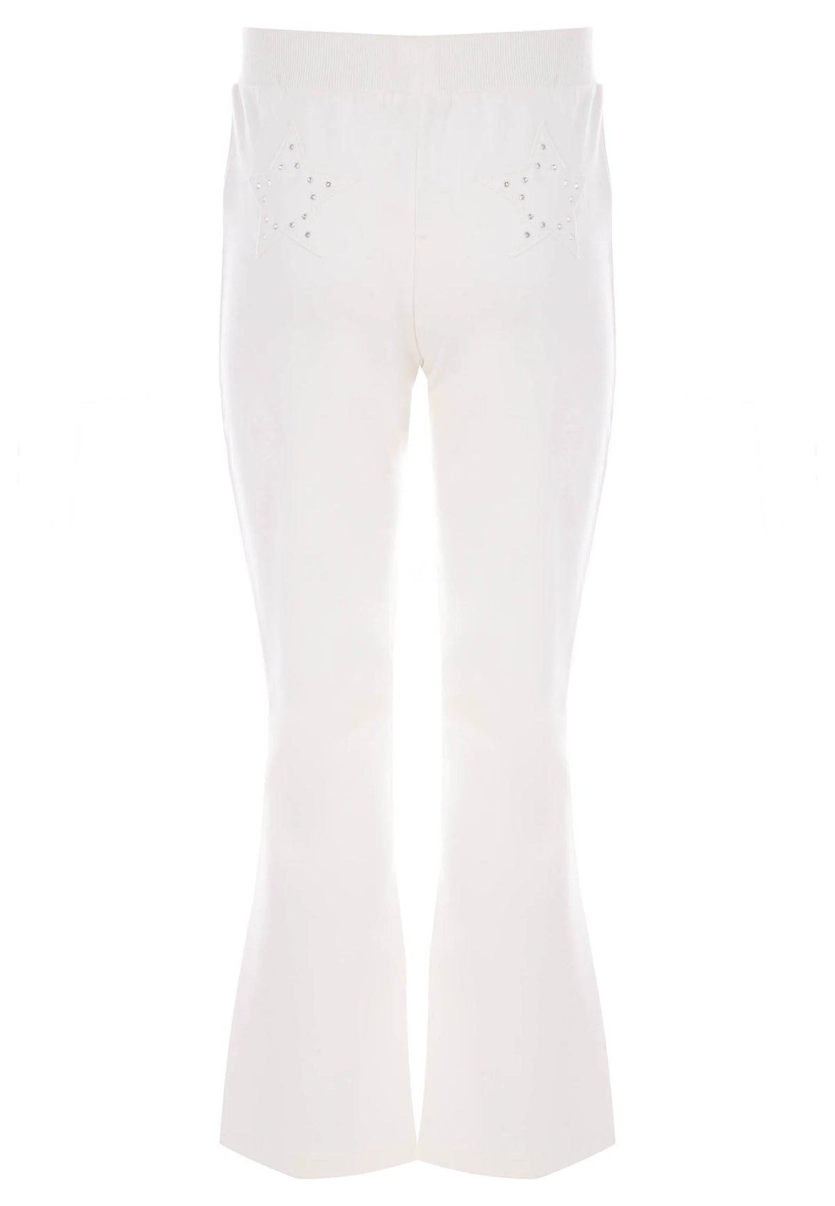 Older Girls Cream Star Bootcut Joggers