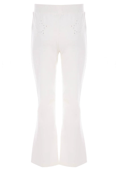 Older Girls Cream Star Bootcut Joggers