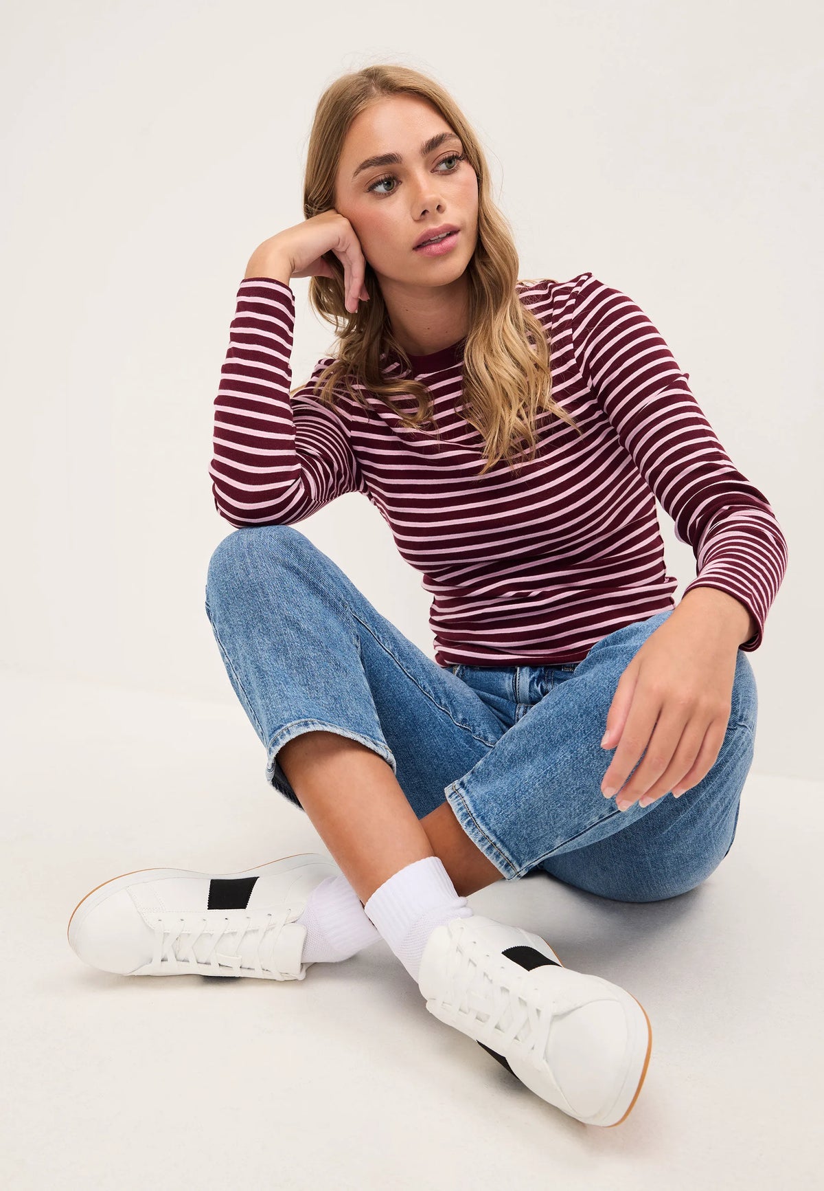 Womens White Side Stripe Trainers