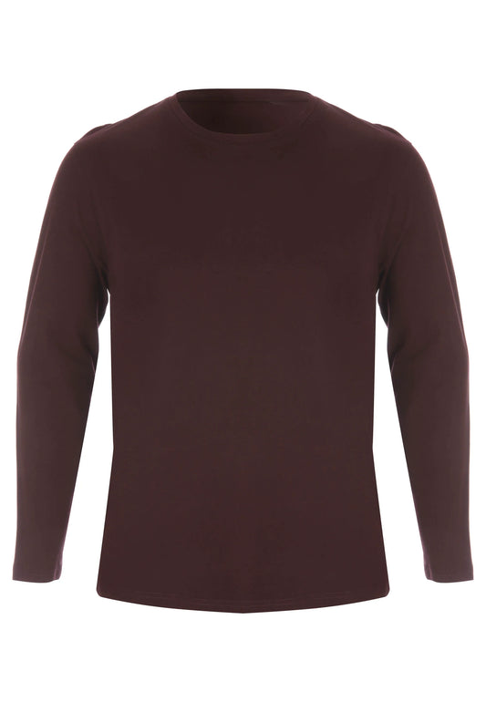Mens Burgundy Cotton Long Sleeve Pyjama Top