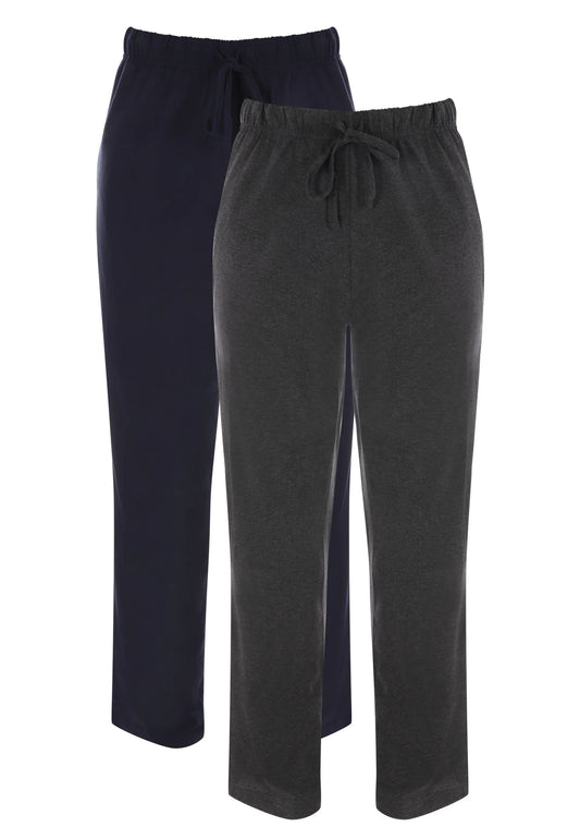 Mens 2pk Grey & Navy Cotton Pyjama Bottoms