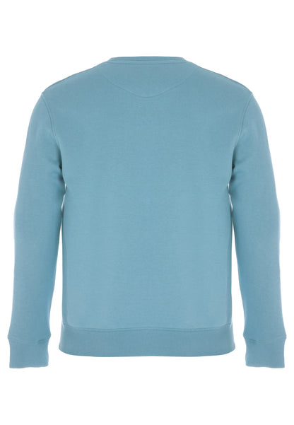 Mens Aqua Plain Crew Neck Sweatshirt