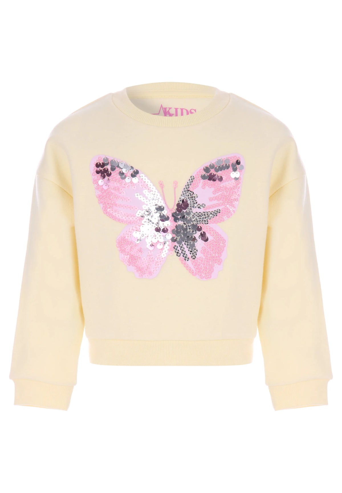 Younger Girls Yellow Sequin Butterfly Sweatshirt