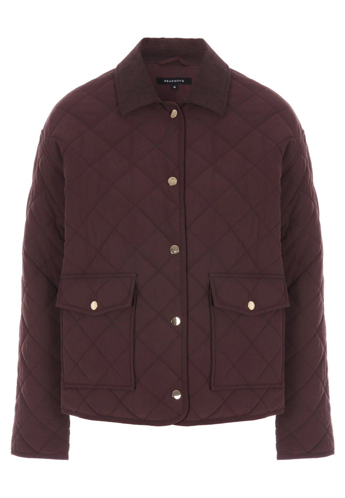 Womens Burgundy Quilted Short Jacket